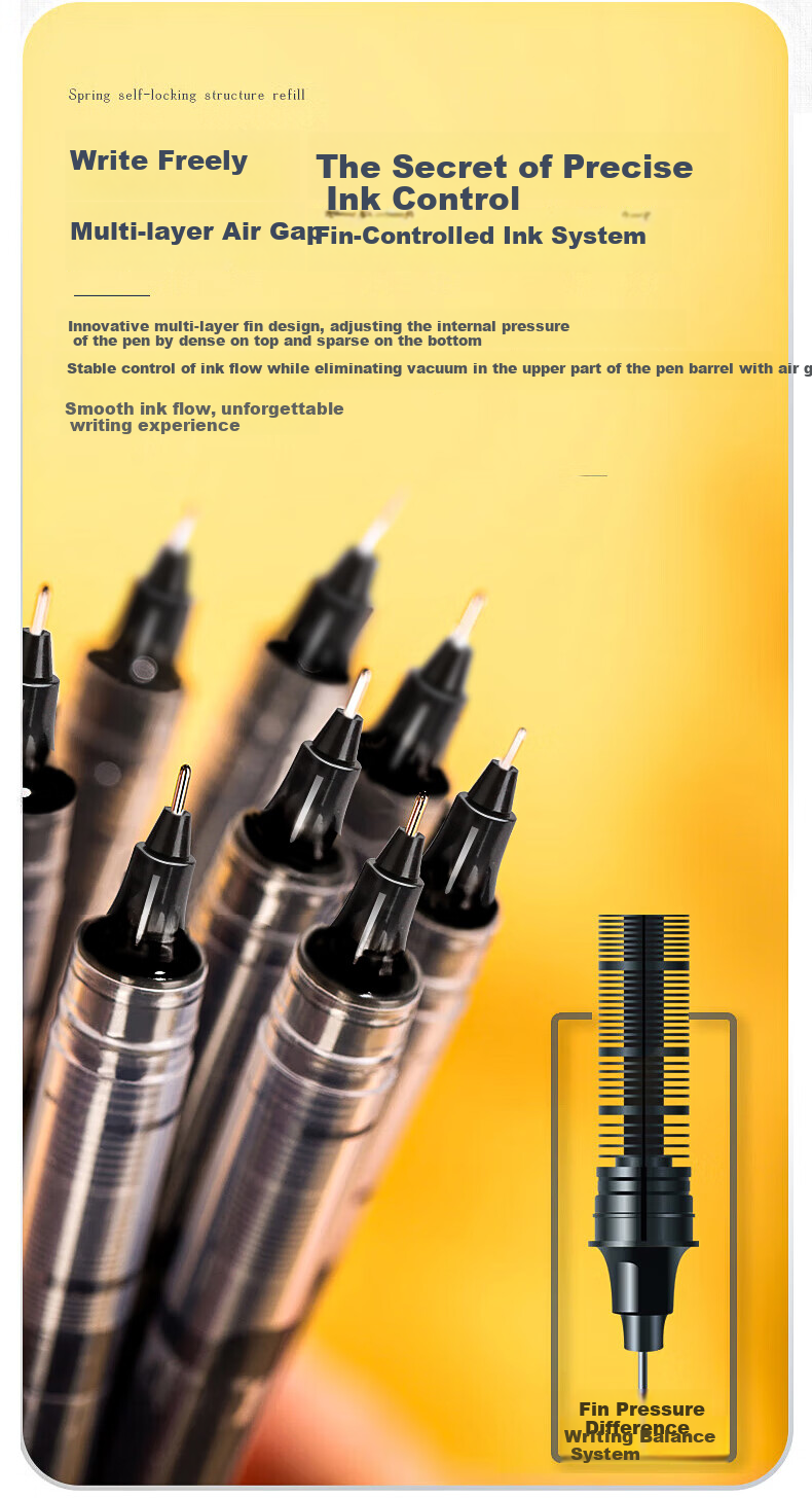Licao 0.5mm Direct Liquid Rollerball Pen, Quick-Drying Gel Pen, Full Needle Tube Ballpoint Pen, Carbon Black Ink, Student Business Pen, 50-Pack 7
