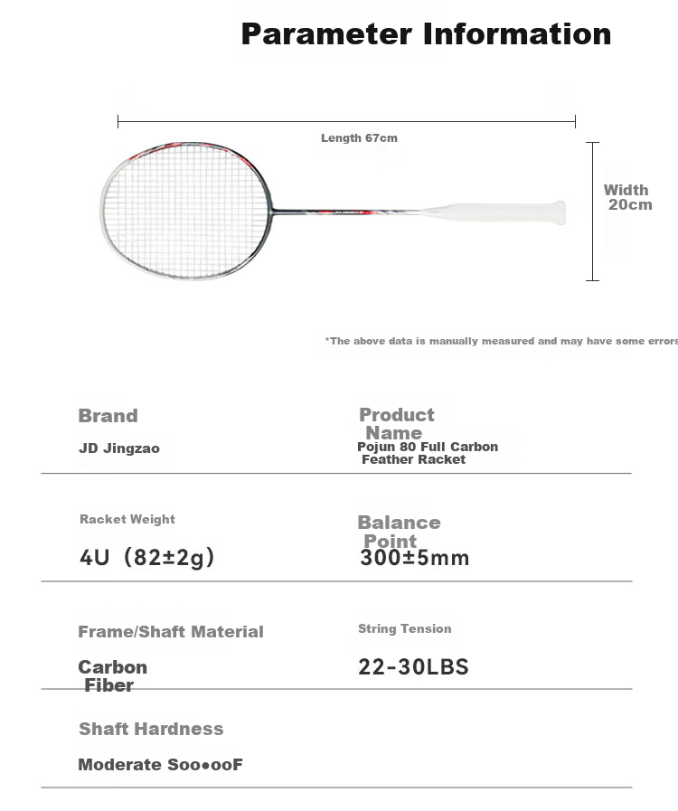 JD Original Paojun 100 Full Carbon Ultra-Light Badminton Racket, 4U Pre-Strung 32 Lbs Offensive Type, Secondary Shaping 11