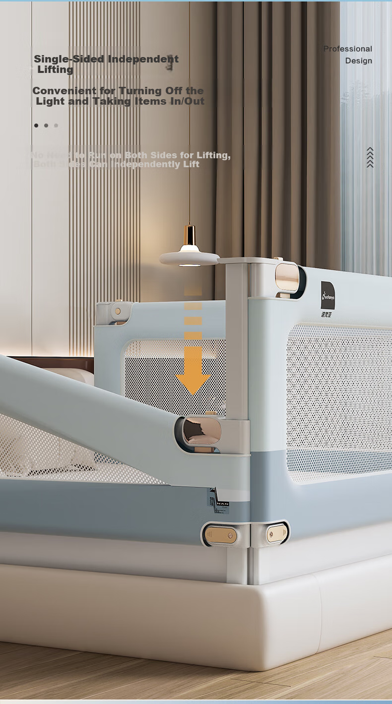 Nuofanya Bed Guard Rail, Child Safety Barrier, Baby Protection Fence, Color-Block Gray, 1.8+2.0+2.0, No Drilling Required, Three-Sided Installatio 12