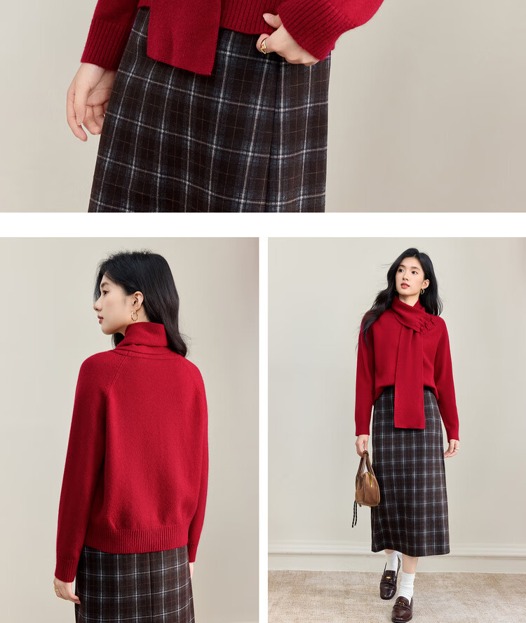 Sentubila Women's Wool Blend Stretch Sweater Autumn Warm Scarf Collar Button Long Sleeve Knit Loose Chinese Style Top 7