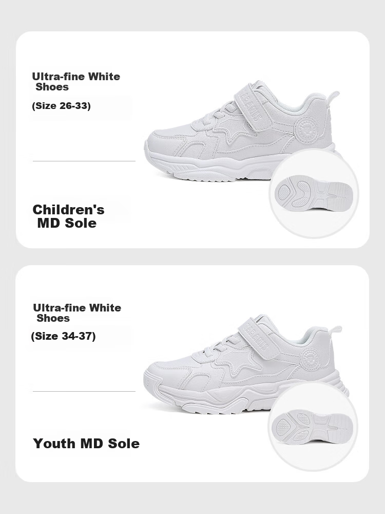 TARANIS Spring White Children's Sneakers for Boys And Girls, Versatile Lightweight Running Shoes for Older Kids, White, Size 26 7