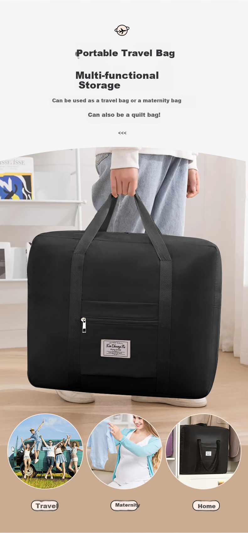 Baicaoyuan Travel Bag, Luggage Bag with Large Capacity, Handheld And Can Be Attached to Suitcase Handle, for Short-Trip Travel 4