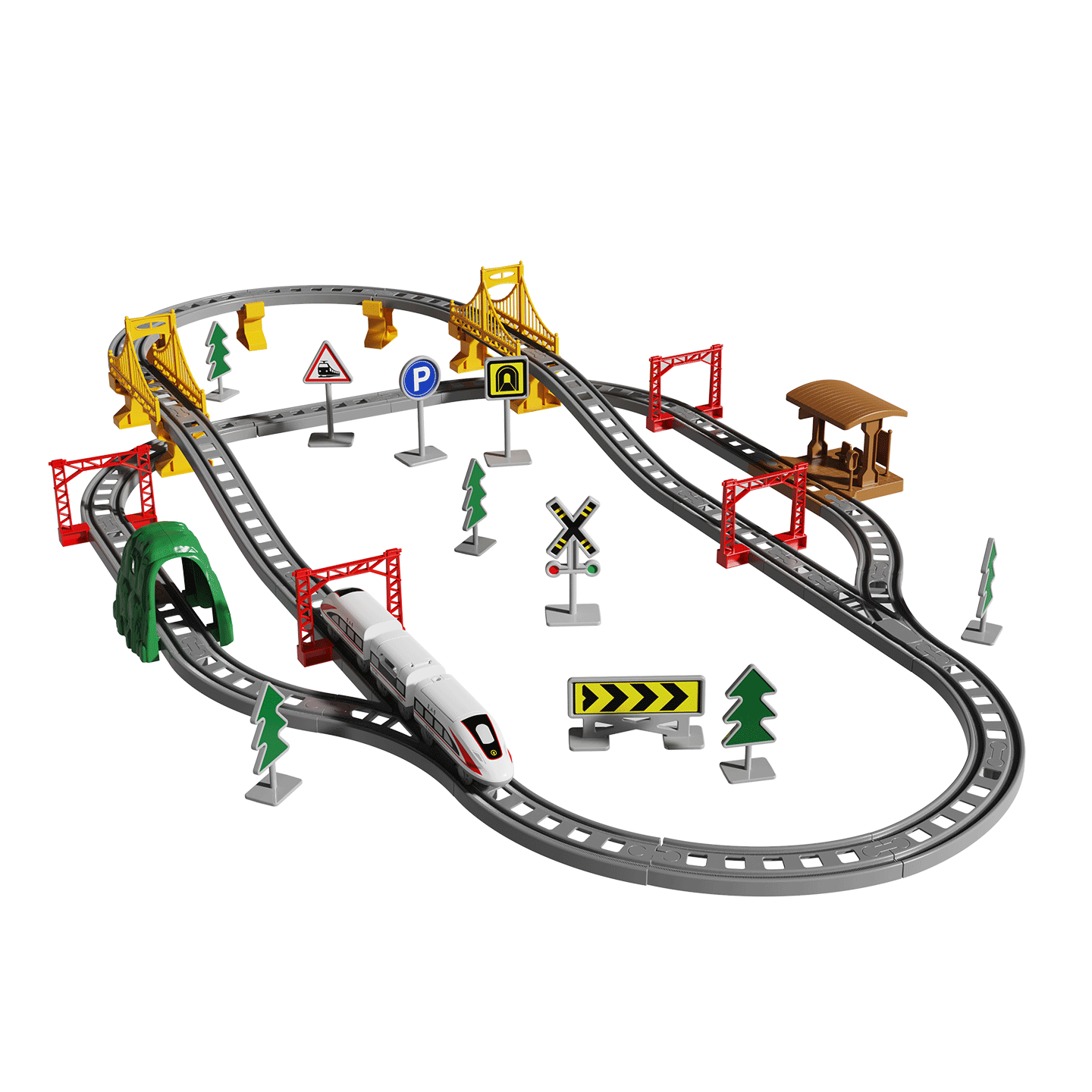 Xinge Children's Electric Train with Track High-Speed Rail Fuxing Train Model Boys Toy New Year Gift