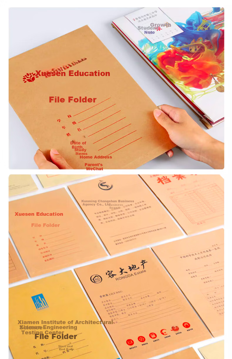 Yuzijian 20 A4 Thick 250g Kraft Paper File Folders, 12cm Side Width, Large Capacity for Bids And Contracts, Office Supplies 2335 6