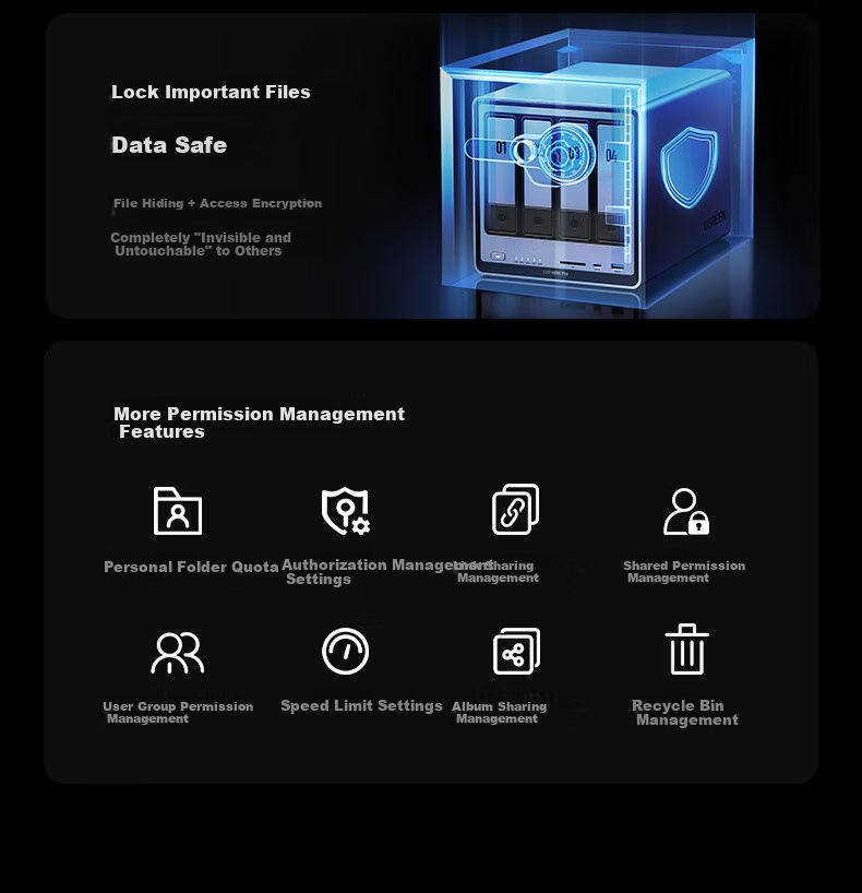 UGREEN Private Cloud DXP4800 Pro NAS Network Storage 16GB RAM 16TB 4-Bay Personal Cloud Drive AI Home Server 10GbE Port Compatible with iPhone 17 17
