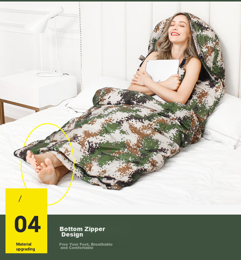 BeiJiLang Thickened and Widened Autumn Winter Outdoor Warm Sleeping Bag Tent Camping Office Nap Cold Resistant Sleeping Bag Quilt 8