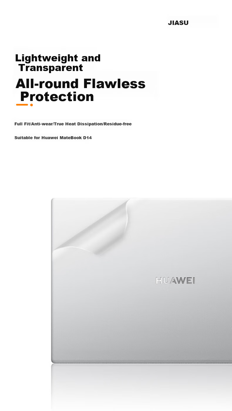 Jiasu Huawei MateBook D14/D14SE Case Film, for 2025/24/23 Linux Version, Protective Sticker, Frosted Transparent, Easy to Apply, Scratch-Resistant And Wear-Resistant 1