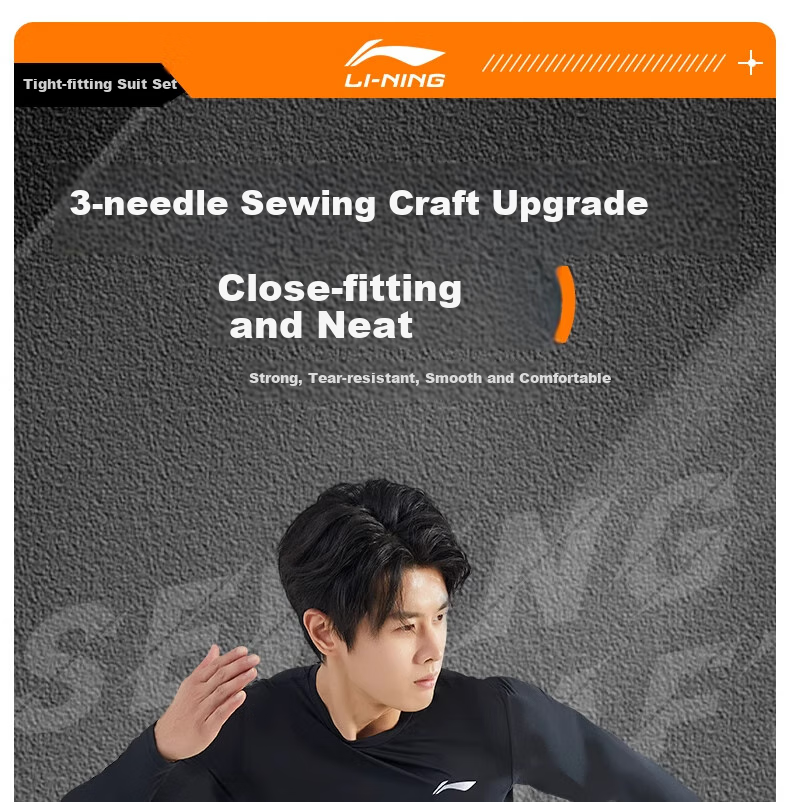 Li-Ning Running Sports Set, Quick-Dry Shirt, Tight-Fitting Top, Autumn And Winter Inner Layer, Breathable Training Wear, Base Layer, Basketball Uniform, Soccer Jersey, Fitness Wear 14