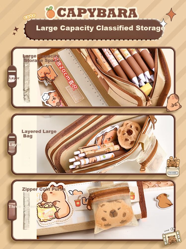 Shuxing Capybara Stationery Gift Set for Boys And Girls, Birthday Present, Back-To Gift Pack, First Grade And Above School Supplies, Pencil Case, Blind Box, High-Quality Gift for Female Middle School Students 4