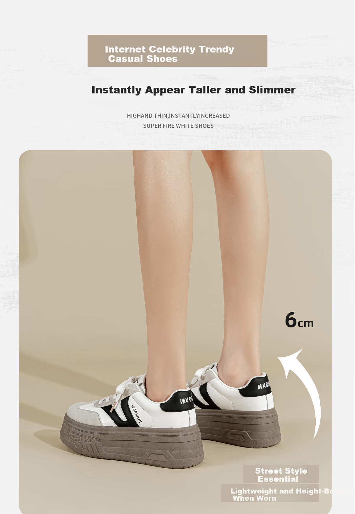 Huili Women's Shoes Spring Thick-Soled Training Shoes Versatile Comfortable Sneakers for Female Students Sports Casual Shoes Beige/white 39 4