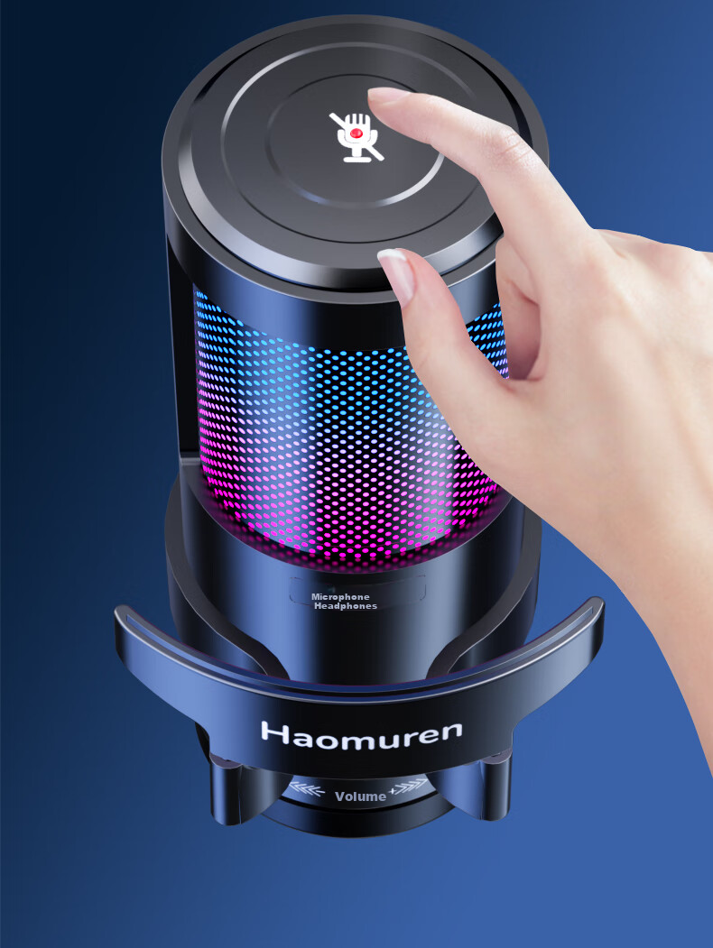 Haomuren Computer Microphone, Gaming And E-Sports Dedicated Noise-Cancelling Professional Sound Card, Live Streaming Condenser Karaoke Recording, Anchor Voice-Over Equipment, Microphone, Desktop, Laptop, Mobile Phone, USB Wired 10