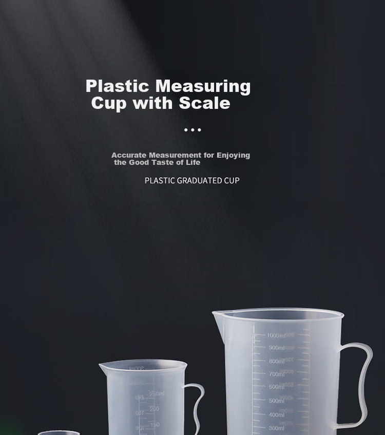 BJ Measuring Cups, 1000/250/20ml Plastic Measuring Cups, Heat-Resistant Graduated Measuring Cups, Baking Tools, Set of 3 1