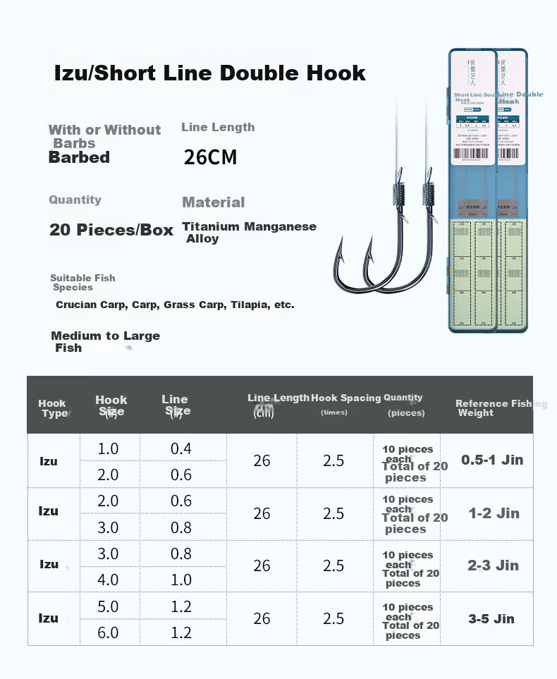 Minjianyiren Fishing Hook Pre-Tied Short Line Double Hook Ready-Made Set, Golden Sleeve Hook with Barbs, Golden Sea Sunset Fishing Tackle for Wild Fishing And Crucian Carp Hook 12