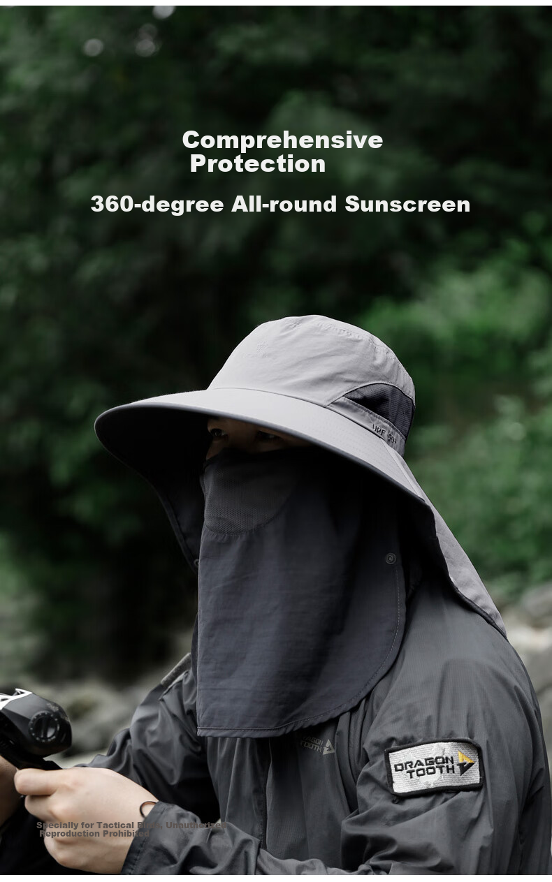 Zhanshuniao (Full Face Coverage) Fishing Sun Protection Hat for Men, Summer Outdoor Sun Hat, Wide Brim Fishing Hat, UV Protection Face Mask for Wome 4