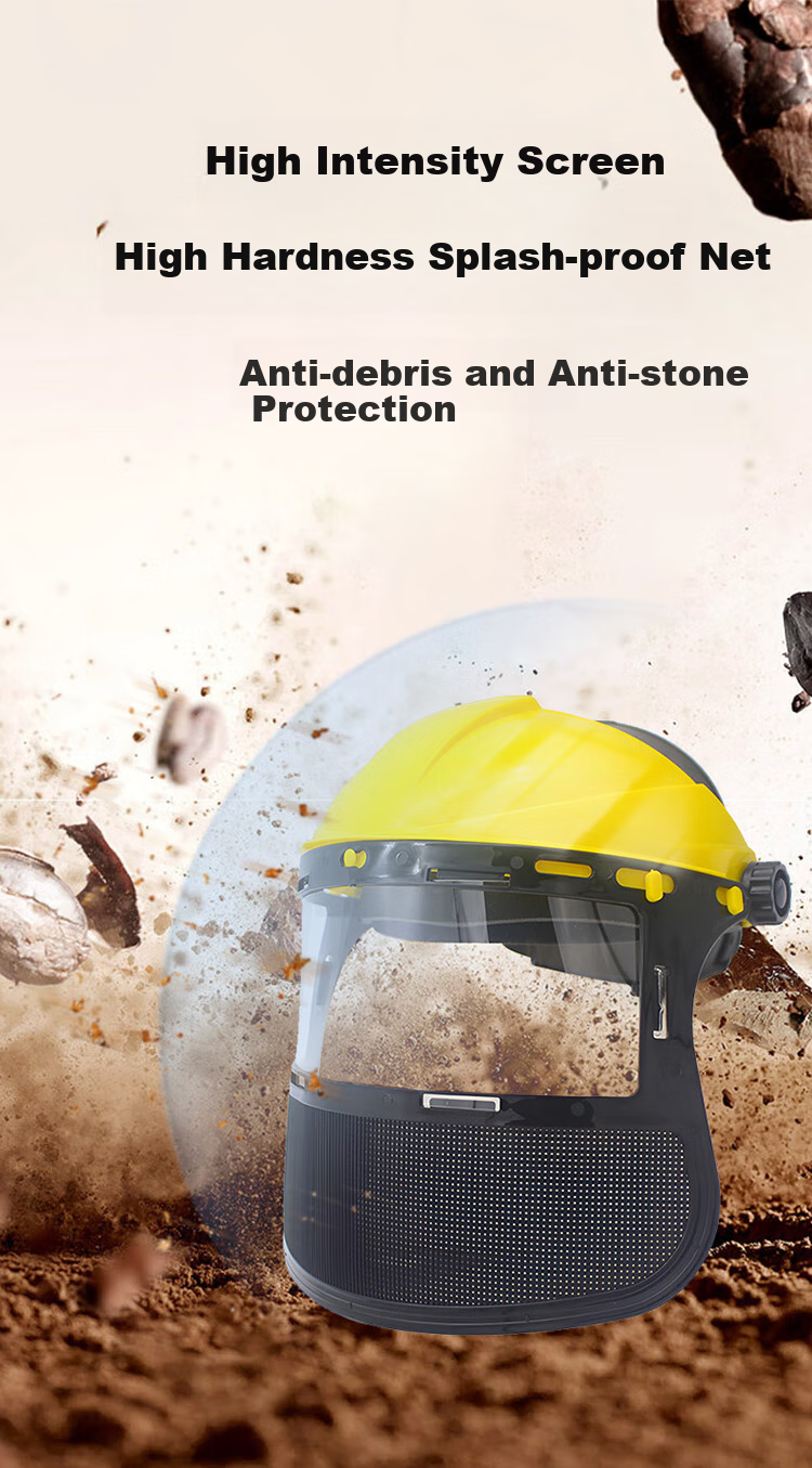 Andatong Grass Cutting Mask, Lawn Mower Protective Face Shield, Protective Gear Helmet, Dust-Proof Pesticide Spraying Goggles, Anti-Explosion Special Mask, Steel Wire Mask, Yellow 4