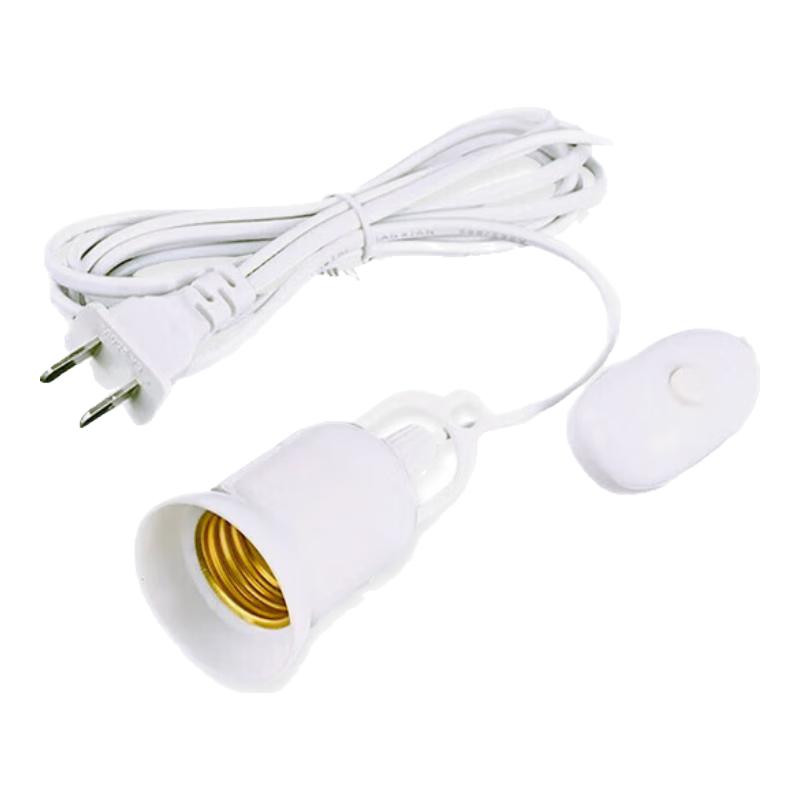 Jinggong Hanging Extension Power Strip Switch with LED Energy-Saving Lamp Holder E27 Screw Socket (Light Source Not Included)