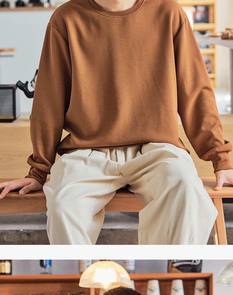 TonLion Men's Waffle Knit Pullover Hoodie Spring Heavyweight Solid Color Casual Loose Fit Long Sleeve Jacket for Youth Sports 14