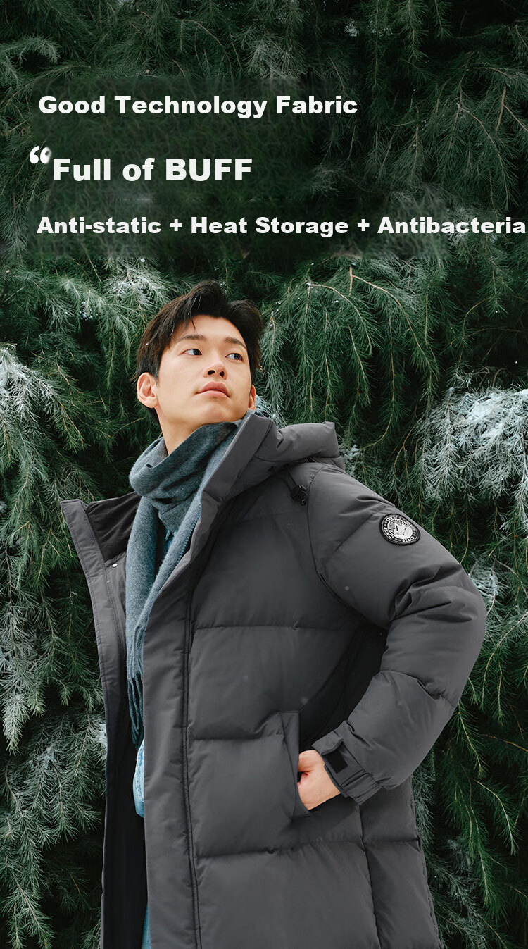 JD Original High-Fill Power down Classic 90% Down Jacket for Men And Women, Long Style, Warm Autumn Winter Thick Coat, Pure Gray, XL 13