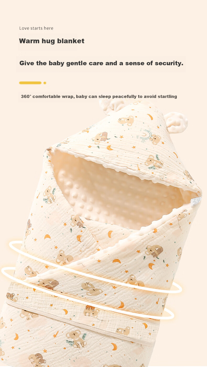 Tongyan Baby Swaddle Blanket, Spring And Summer Pure Cotton Anti-Startle Sleeping Bag, Newborn Baby Wrap Blanket, Quilted Blanket, Blue Elephant Patter 6