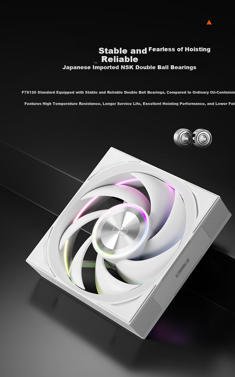 PCCOOLER Light Wing F7 X120 ARGB White, Jingye 12cm Case Fan, Wireless Building Block Connection/ARGB Lighting Sync/PWM Temperature Control Speed Adjustment/Dual Ball Bearing 11