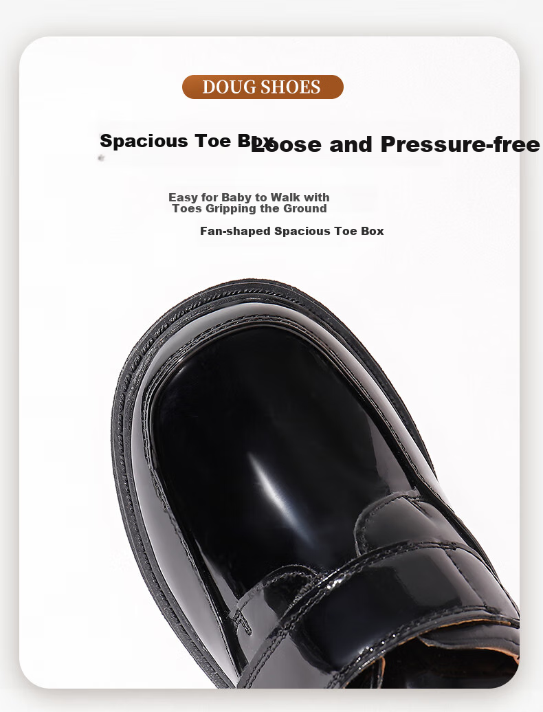Luomeng Boys' Leather Shoes, Casual Student Style, British-Inspired Graduation Performance Shoes for Children, Black, Size 31 4