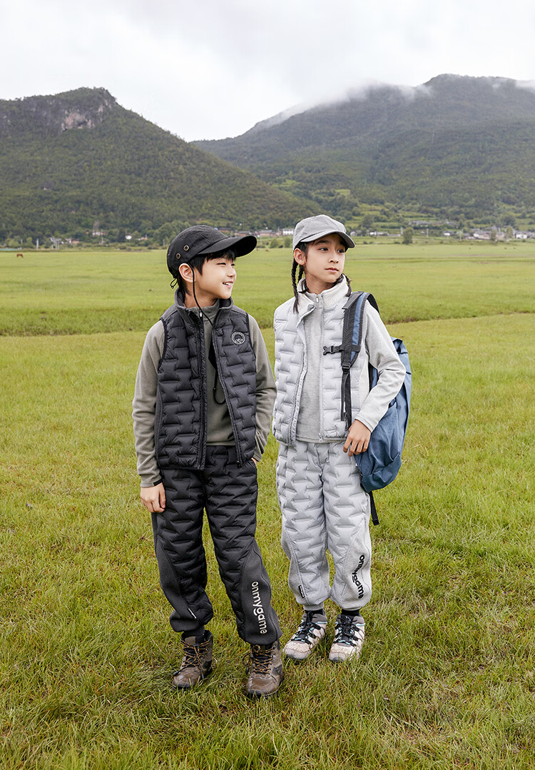 Onmygame [Light Warm Series] Children's Triple-Protection down Vest Autumn And Winter Wear Waistcoat, Space Black, 110 1
