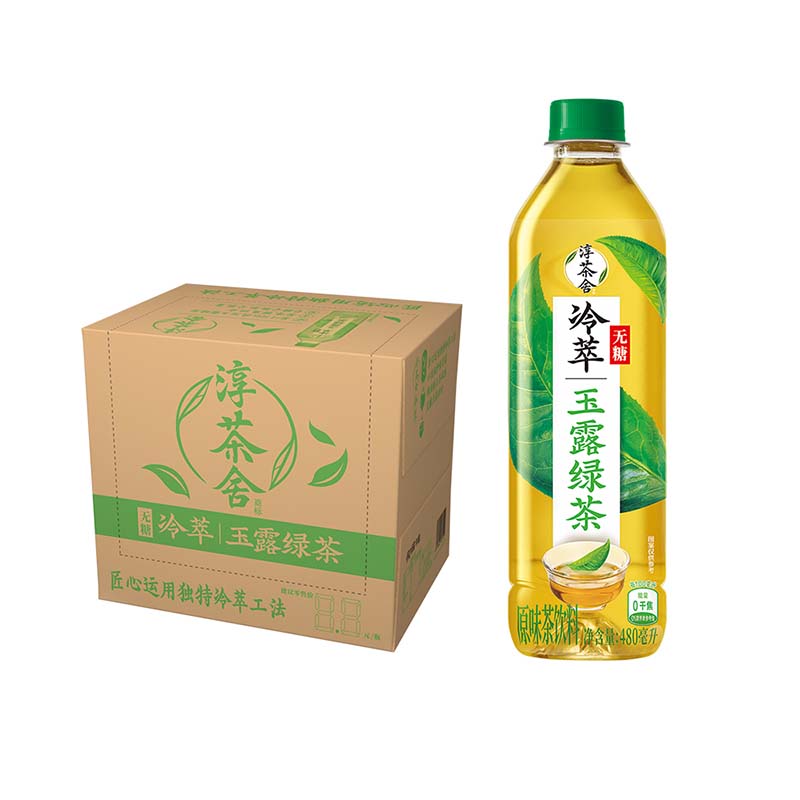 可口可乐（Coca-Cola）淳茶舍 玉露绿茶 冷萃 无糖茶饮料 480ml*12瓶整箱装