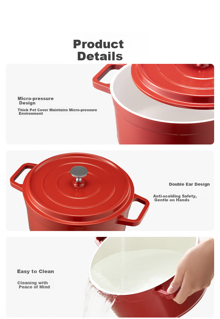 JD Original Ceramic Enamel Light Press Stew Pot for Porridge And Noodles, Compatible with Induction Cooker, Housewarming Gift, 26cm Gradient Gree 11