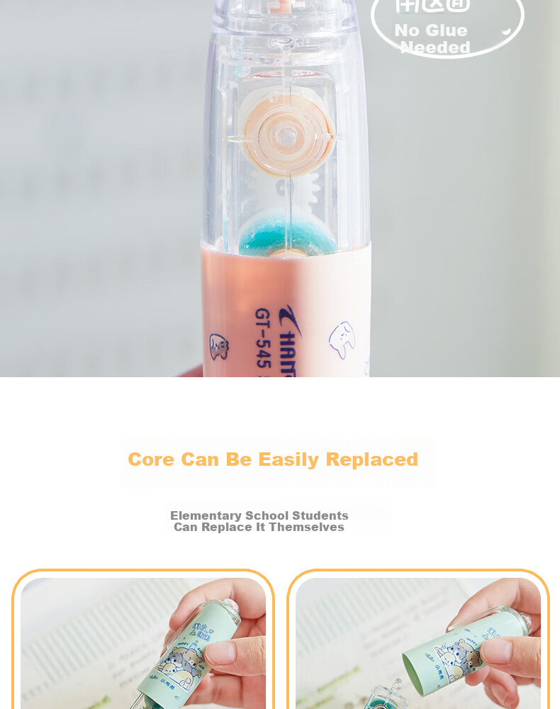 Sannianerban 4-Pack Retractable Dot Glue, Children's High-Quality Large-Capacity Double-Sided Adhesive Pen with Replaceable Refills, Traceless Glue, Round Dot Glue, Solid Glue, Patterned in 4 Colors 7
