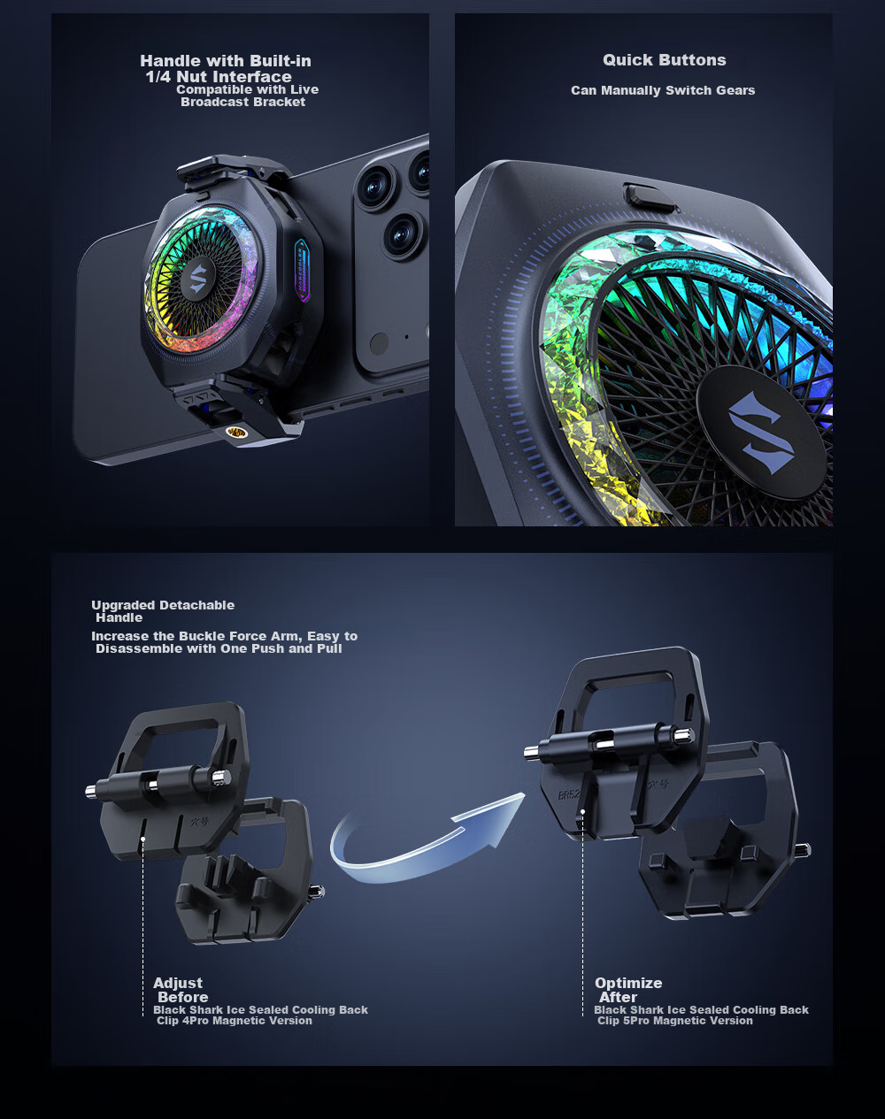 Heisha 5Pro Magnetic Phone Cooler for Gaming, Live Streaming, Semiconductor Cooling Back Clip, Temperature Reduction, Suitable for Apple IPhone 17 Pro Max, Huawei, Xiaomi Red Magic AI 25