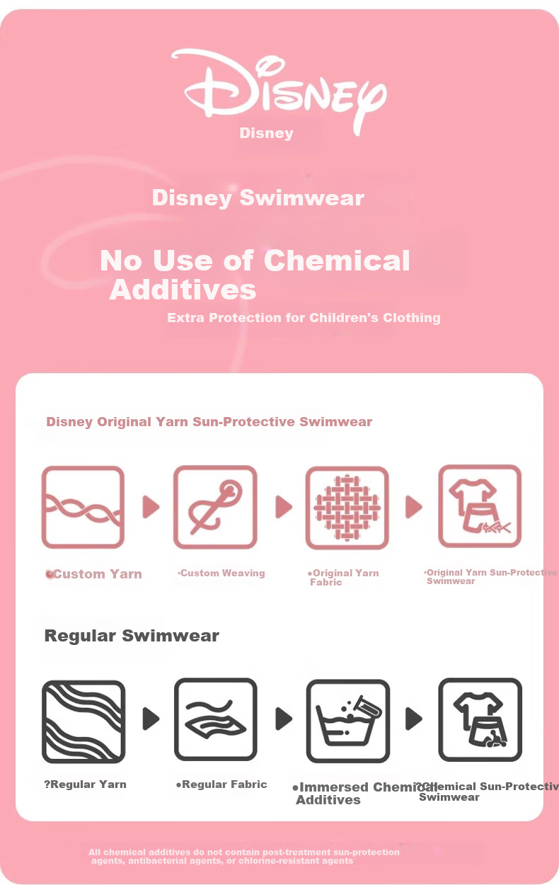 Disney Girls' Swimwear Set for Kids 6-12 Years, Two-Piece Long Sleeve and Pants, Sun Protection, Large Kids Swimming Suit D35071 Pink Size 140 3