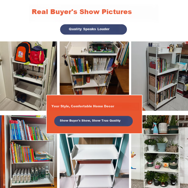 Shanshanmuyi Floor-Standing Mobile Simple Bookshelf, Student Storage Rack, Home Living Room Shelf, Multi-Layer Storage Rack 1