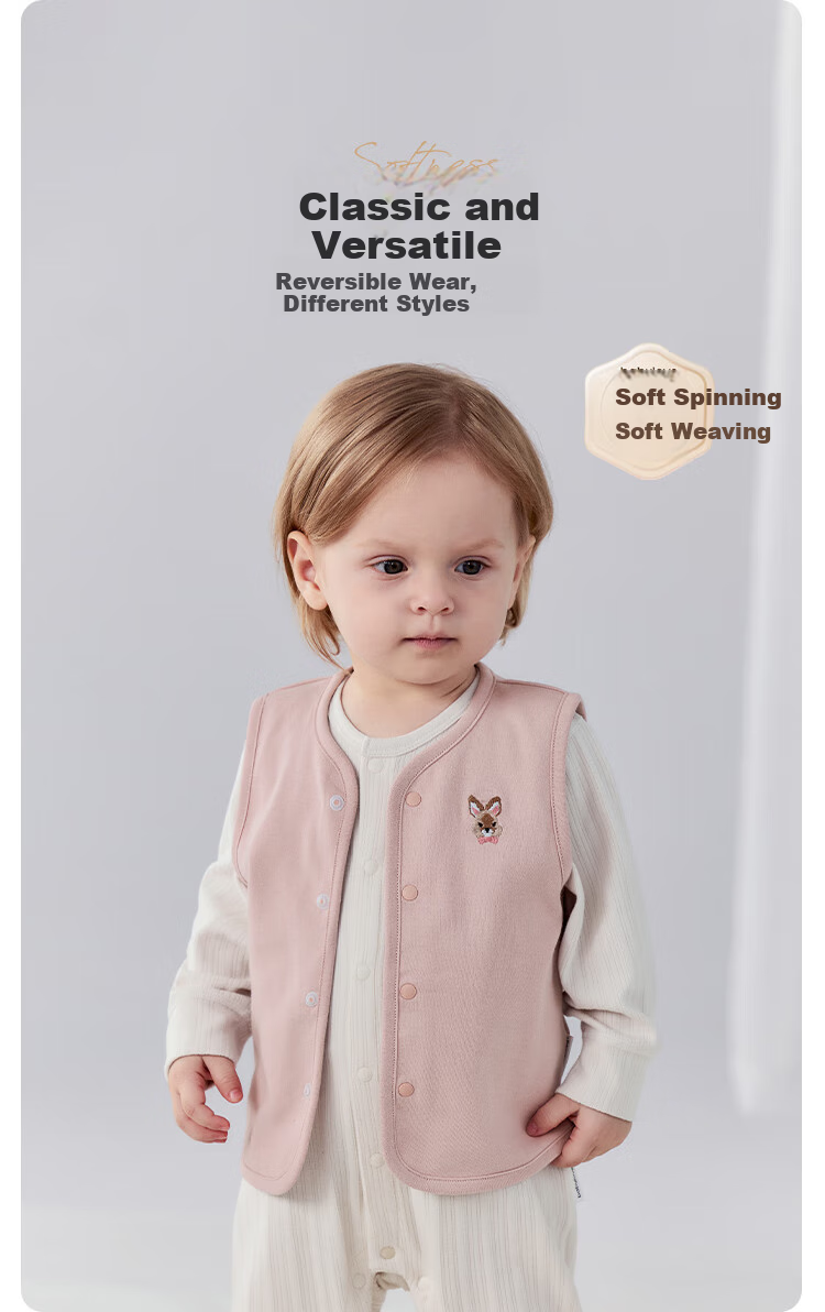 Babylove Infant Vest for Spring And Autumn, Unisex Baby Pure Cotton Warm Lightweight Vest, Reversible Striped Versatile Waistcoat for Outer Wear 1
