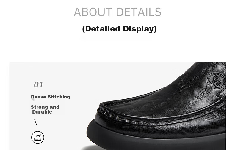 CAMEL Brand Men's Leather Shoes, Soft-Soled Business Cowhide Slip-On Dad Shoes, P15A155004, Black, Size 41 13