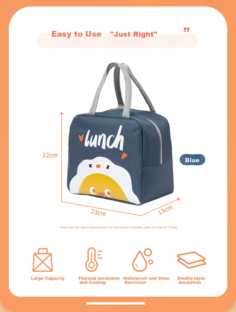 Banzheni Insulated Lunch Box Bag, Large Capacity Portable Bento Box, Office Worker Handheld Aluminum Foil Durable Canvas Large Size for Elementary School Students 1