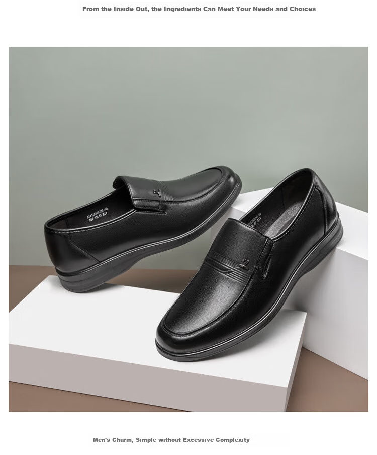 Yierkang Men's Slip-On Comfortable Business Casual Dad Loafers Leather Shoes Single Shoes for Men, 97973W, Black, Size 39 11