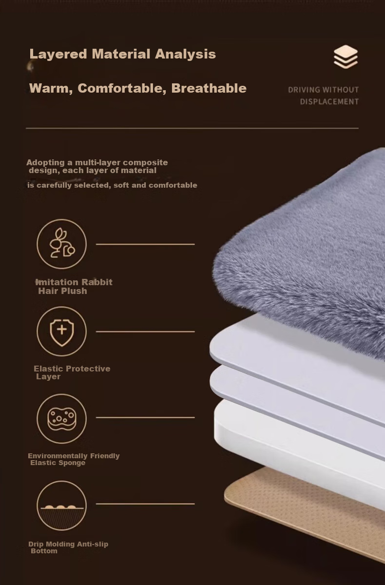 Jiabolan Winter Car Seat Cushion, Plush Thickened Short Plush Wool, Single Piece Backrest Pillow, Warm Rear Seat Commercial Vehicle Two-Piece Set 5