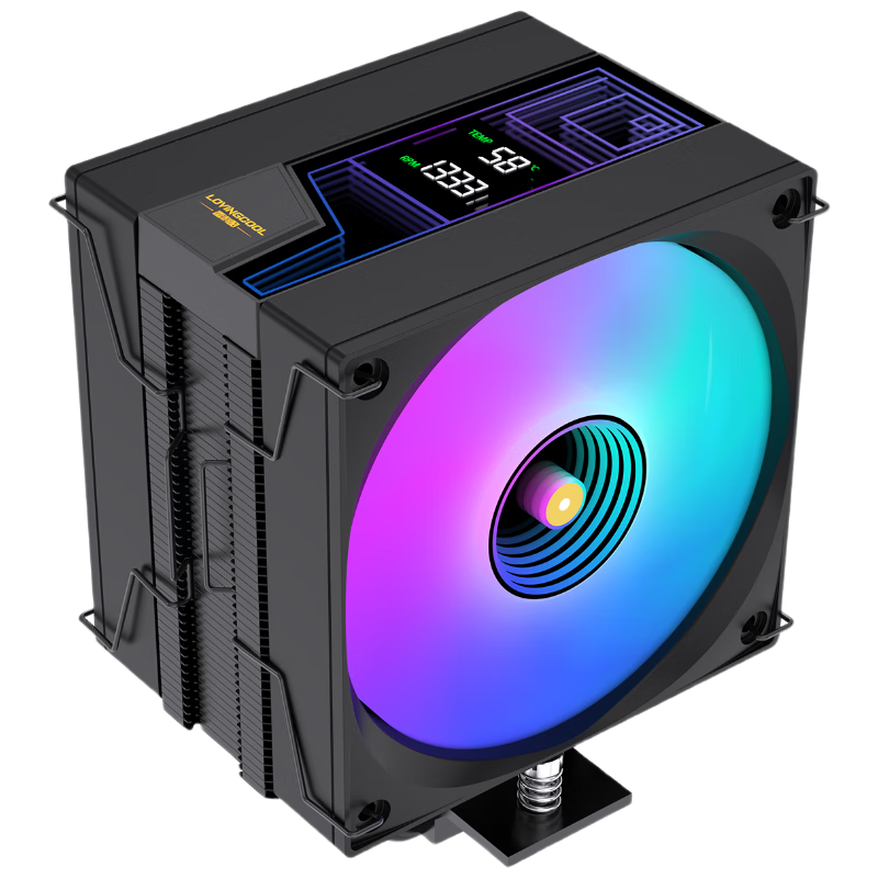 Raijintek UK6000 Pro Black Digital Display CPU Air Cooler 6 Heat Pipes Dual Fans ARGB Sync Compatible with LGA1700/AM5 PWM Temperature Control