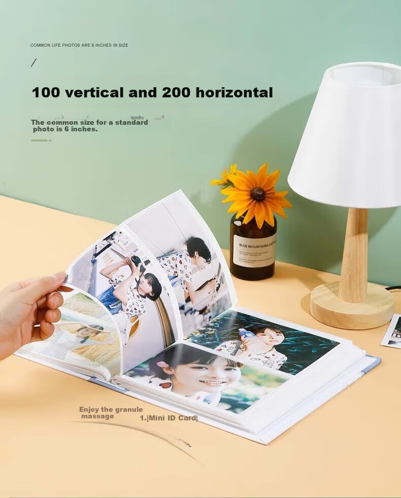 Ouliwen 6-Inch 100-Page Insert-Style Oil Painting Storage Album, Large Capacity Family Photo Album, Couple's Graduation Memory Book, Photo Book (6-Inch Laminated 100 Pages) - Zoo 3