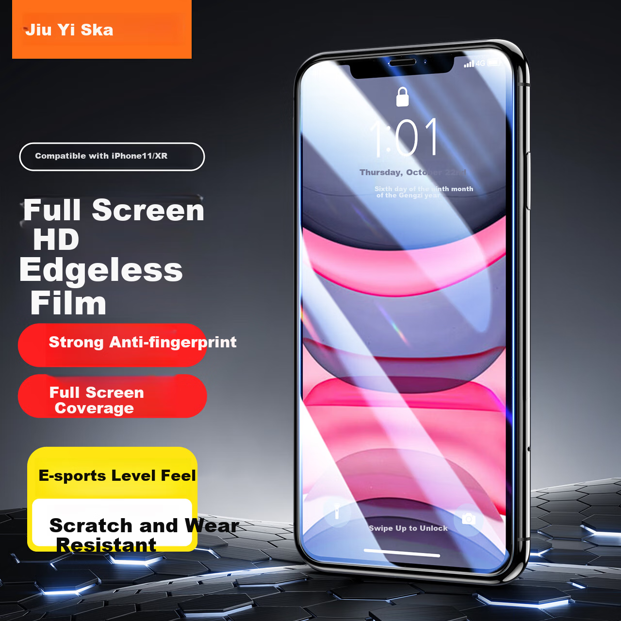Защитное стекло Yisika для Apple iPhone 11 / XR, противоударное, антибликовое, HD, 9H, без рамки