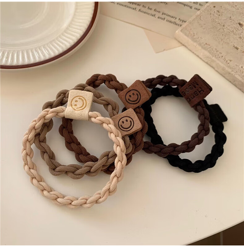 Yefili 5-Pack Twisted Smiley Face Hair Ties High Elasticity Hair Bands for Girls High Ponytail Hair Accessories 8