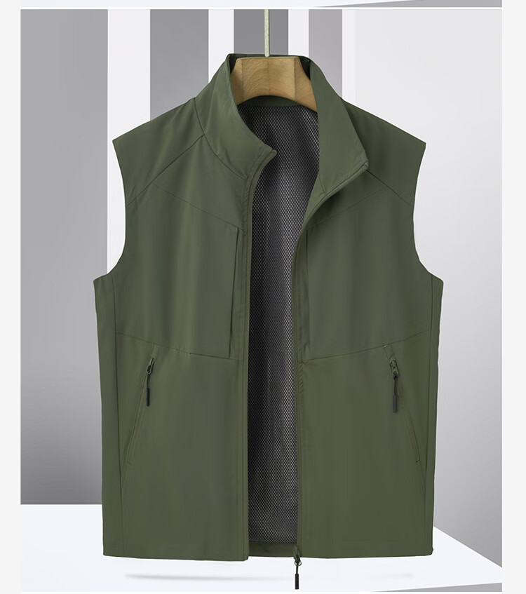 ROMON Men's Vest Spring and Autumn Thin Casual Jacket Sleeveless Stand Collar Outdoor Sports Black L 12