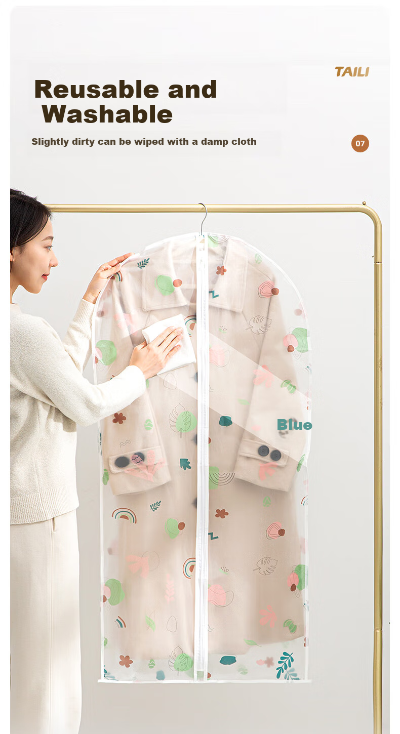 Taili Clothing Dust Cover Thickened Dust Bag for Suits, Coats, Down Jackets Washable Storage Bag Set of 5 60*100cm 11