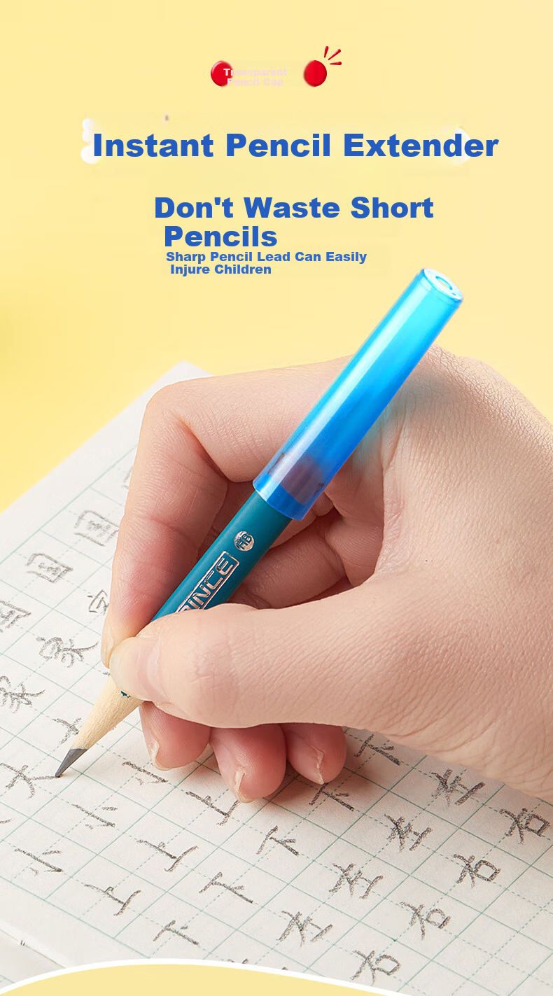 [Back to School Essential] Maotaizi 3-In Pencil Cap, Student Grip Aid, Pencil Tip Protector, Pencil Extender, Pen Point Guard, Anti-Dirt Pencil Case, Compatible with Thick And Thin Pencils, Universal Fit, Pack of 6 7