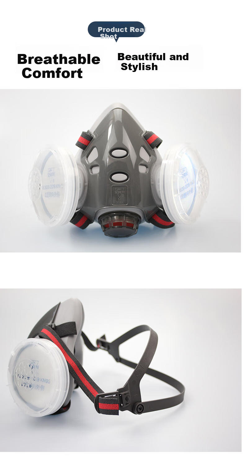 Anshuangli Heavy-Duty Industrial Dust Mask Respirator for Coal Mining Grinding Renovation Construction Silicone Dustproof 308 Dust Mask (Includes 100 Filter Cotton Pads) 5