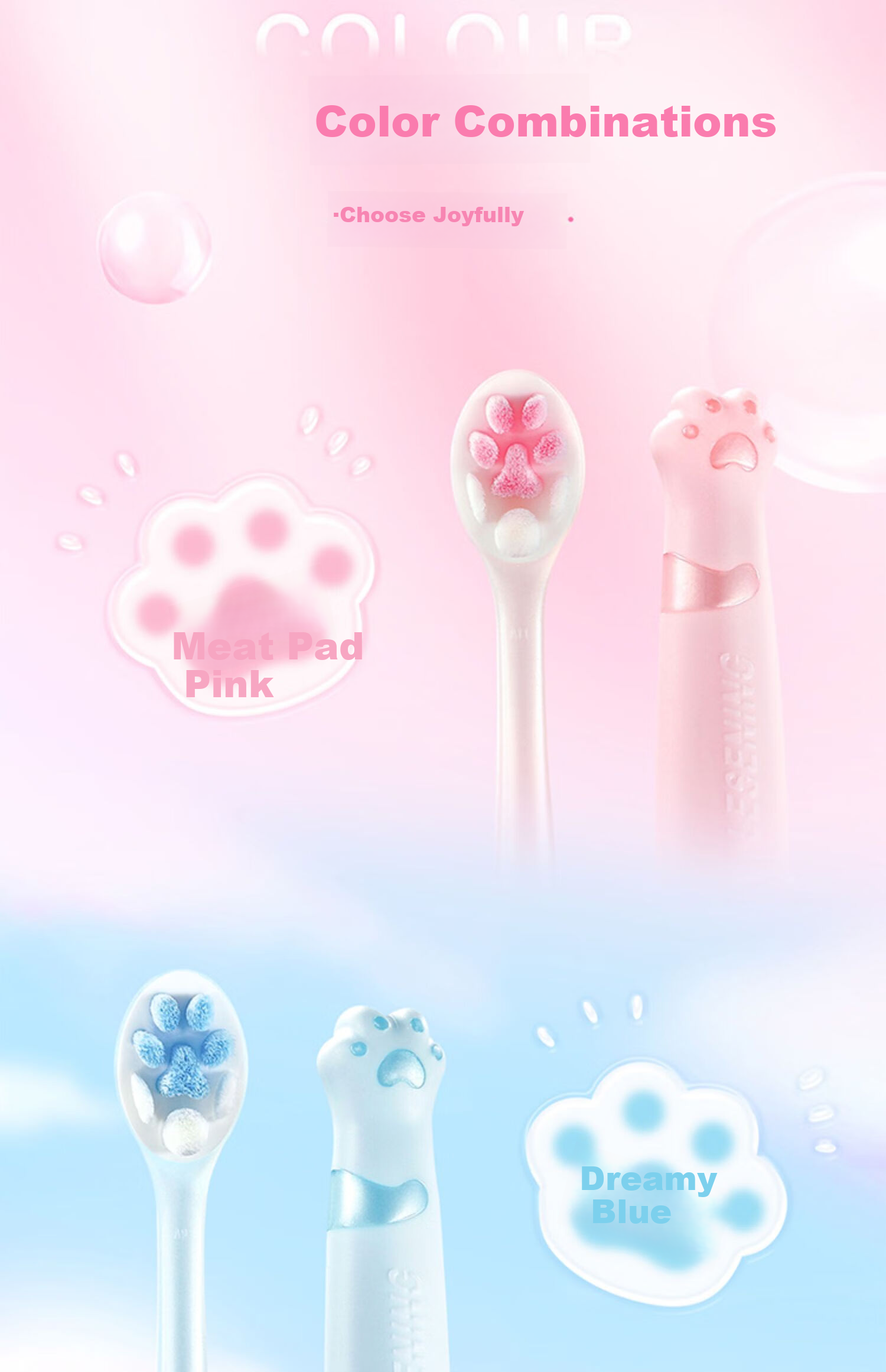 Lengsuanling [Huang Zihong Fan's Choice] Cute Cat Paw Soft Bristle Toothbrush Single Pack (Random Color), Protects Gums 16
