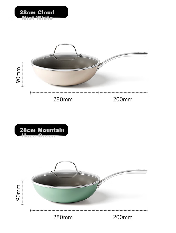 REDCHEF Titanium Ceramic Non-Stick Flat-Bottom Stir-Fry Pan, Frying Pan, Compatible with Gas And Induction Cooktops, Smokeless, 30cm 22