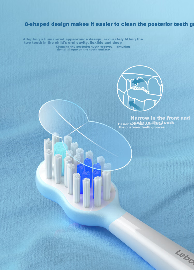 Hongmengzhixuan Libode Smart Children's Electric Toothbrush Heads, Figure-8 Shape, 2-Pack (Blue) 2