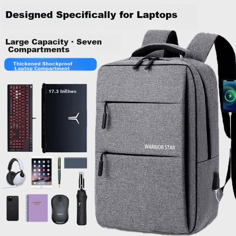 Huili Laptop Bag, Business Backpack, Large Capacity, Commute And Travel Backpack, Lightweight, 17.3-Inch Notebook Luggage Backpack