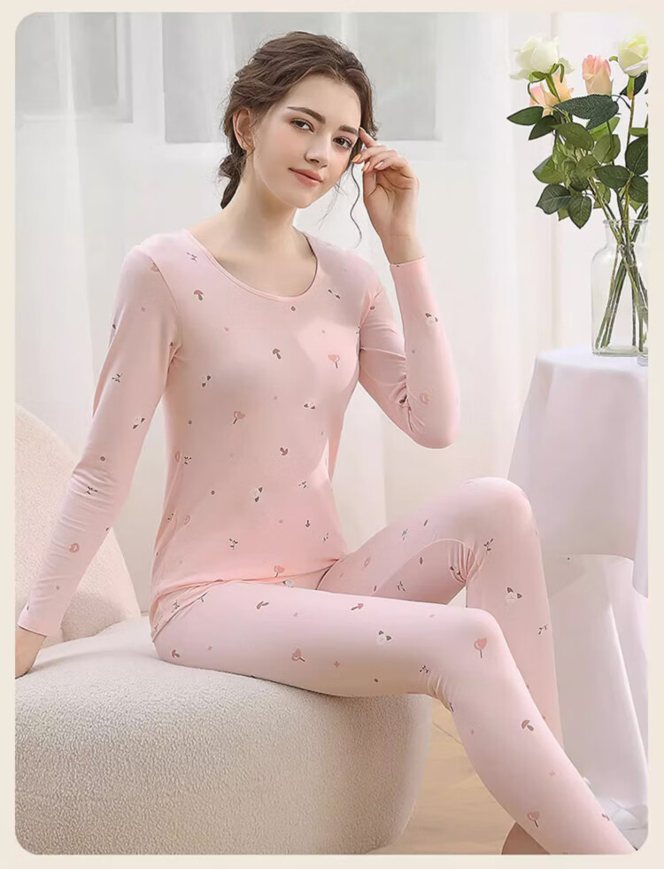 Caiyue Youth Cotton Printed Thermal Underwear Set for Girls, Autumn and Winter Long Johns for Teen Students 3